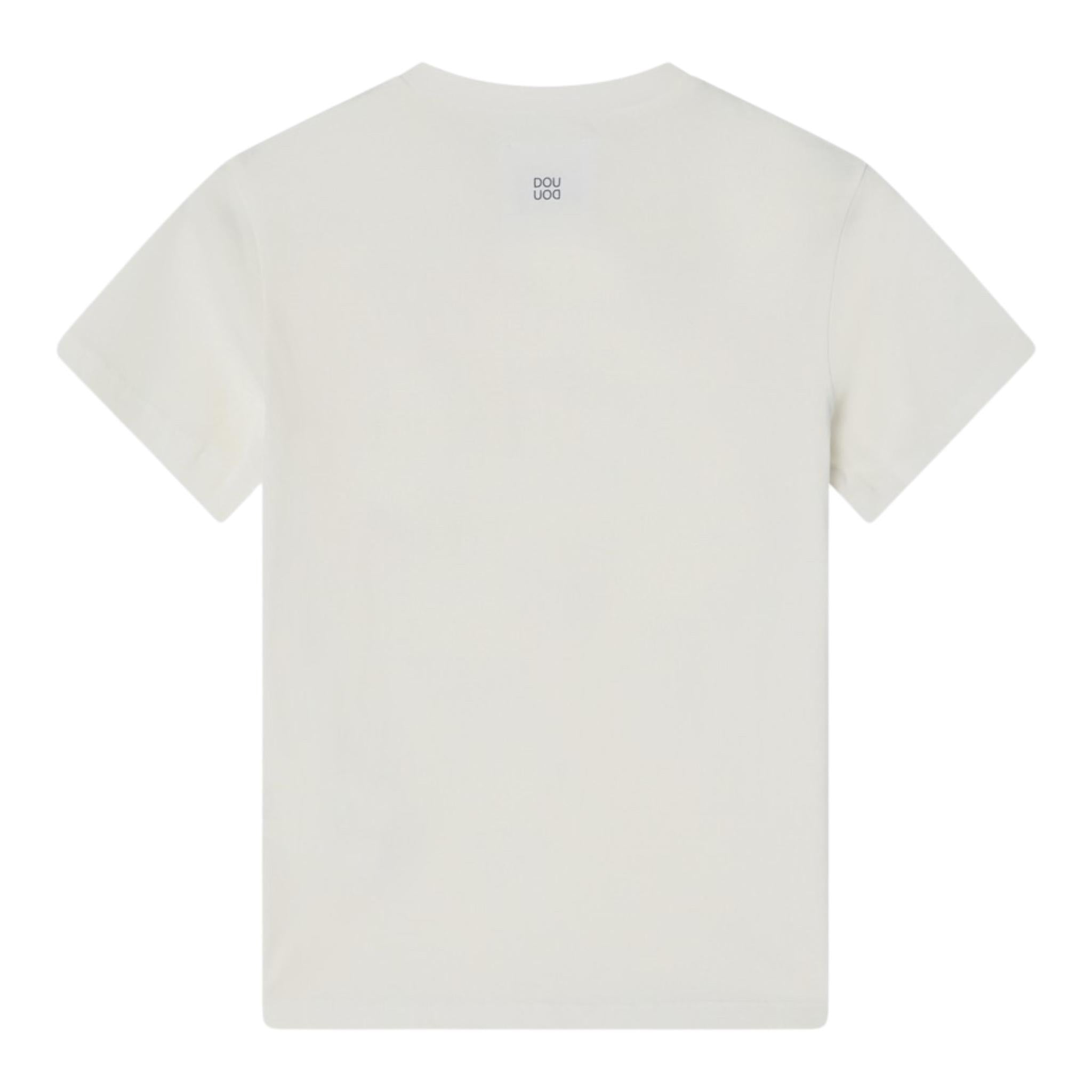 Dou Dou T-Shirt Girocollo Tinta Unita con Stampa per Bambina DW8P81 BIANCO DOU DOU 
