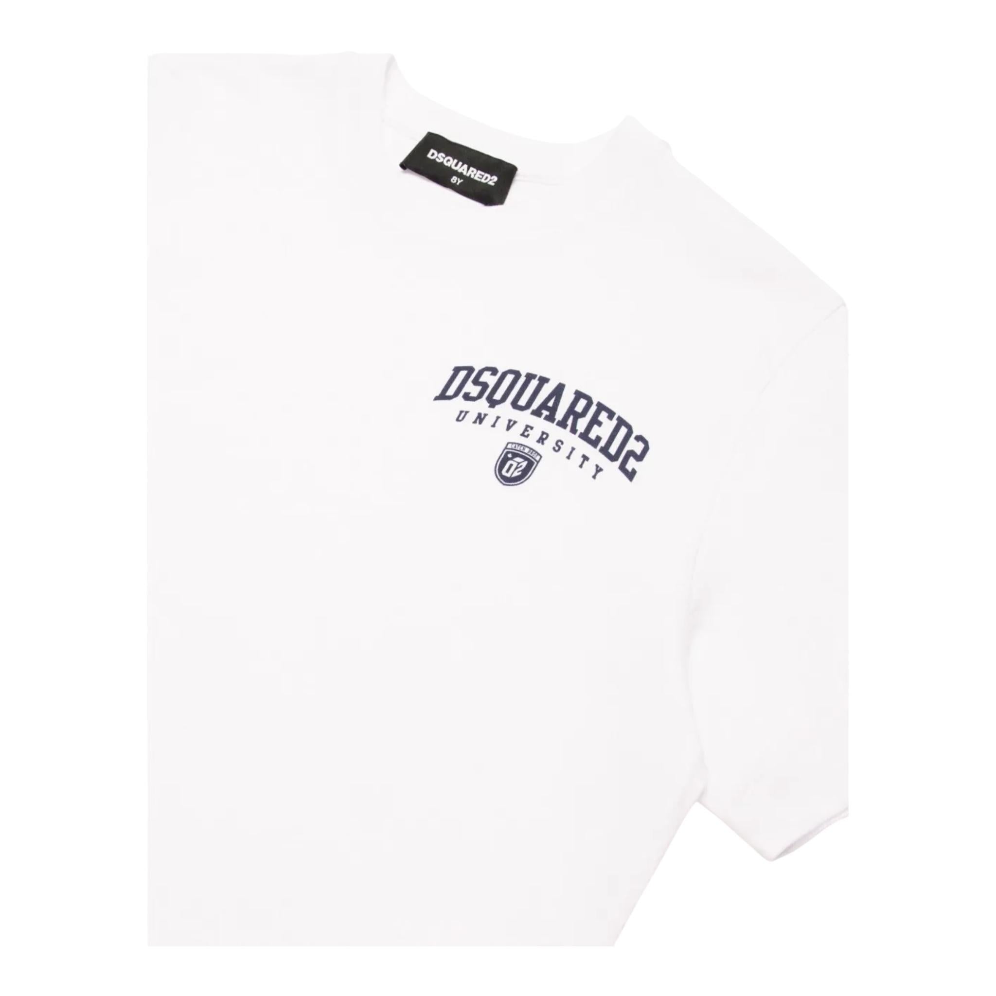 DSQUARED2 t-shirt girocollo tinta unita con stampa Bianco per Bambino DQ2470 BIANCO DSQUARED2 
