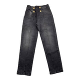 Gaelle Jeans Einfarbig Mit Verstellbarer Taille Schwarz Für Mädchen