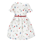 Monnalisa Abito Tinta Unita con Cintura E Fantasia Fiori per Bambina 71E909 BIANCO MONNALISA 