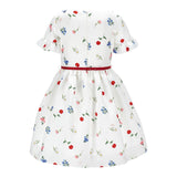Monnalisa Abito Tinta Unita con Cintura E Fantasia Fiori per Bambina 71E909 BIANCO MONNALISA 