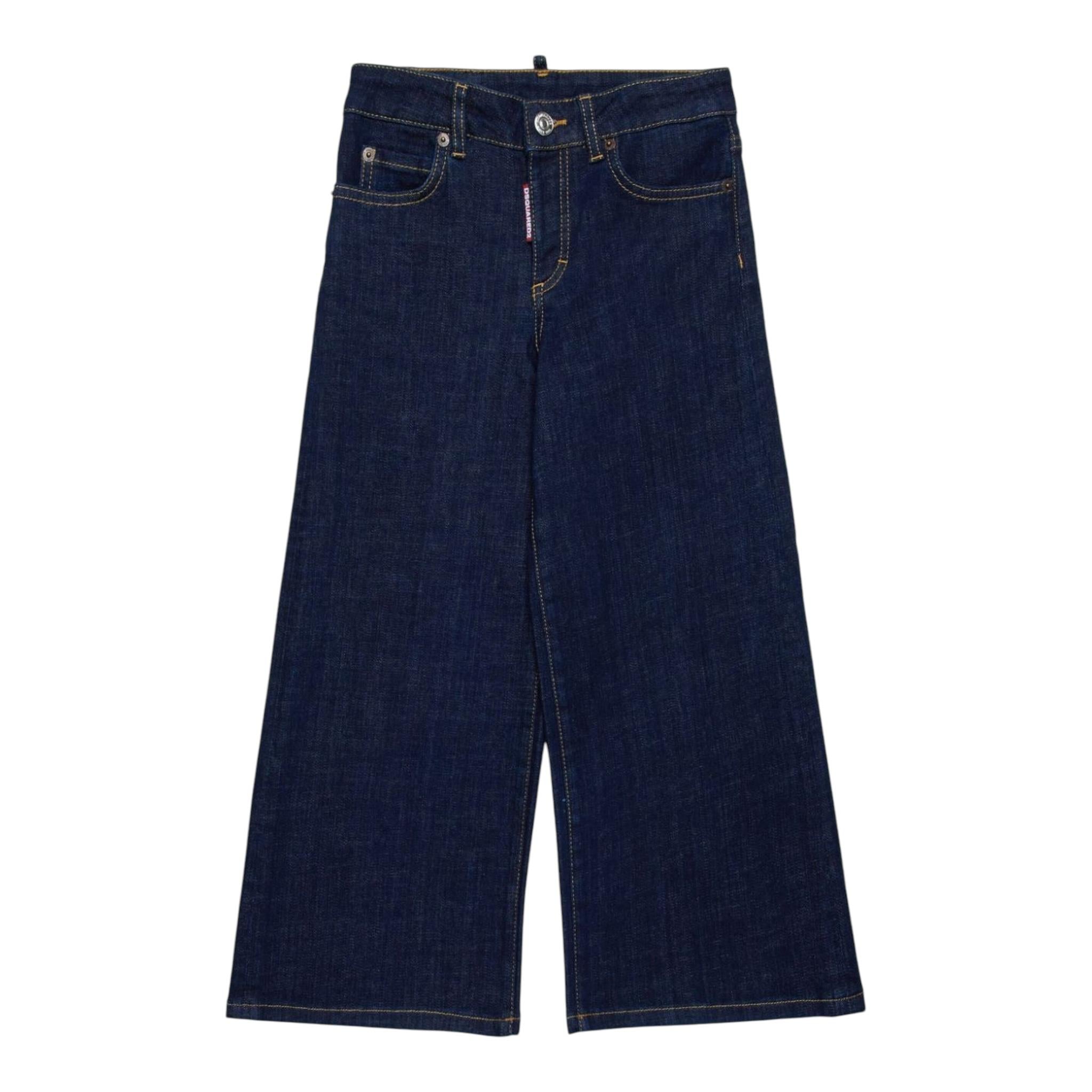 DSQUARED2 jeans tinta unita modello a palazzo Blu per Bambina DQ0383 BLU DSQUARED2 