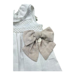 Le Bebe Camicia Giromanica Tinta Unita con Fiocco per Neonata LBG6380 BIANCO LE BEBE 
