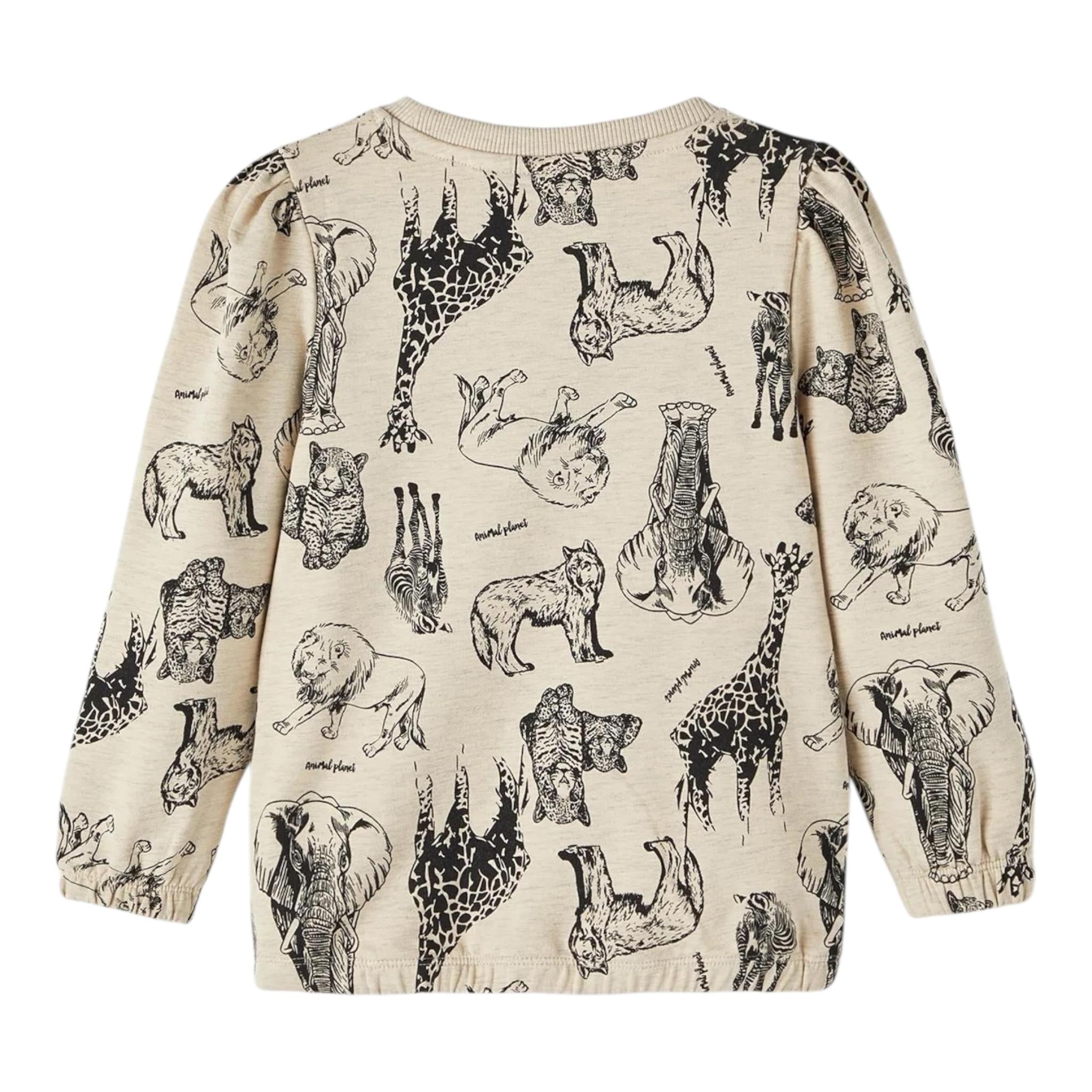 NAME.IT felpa chiusa girocollo tinta unita con stampa n Beige per Bambina 13212437 BEIGE NAME.IT 