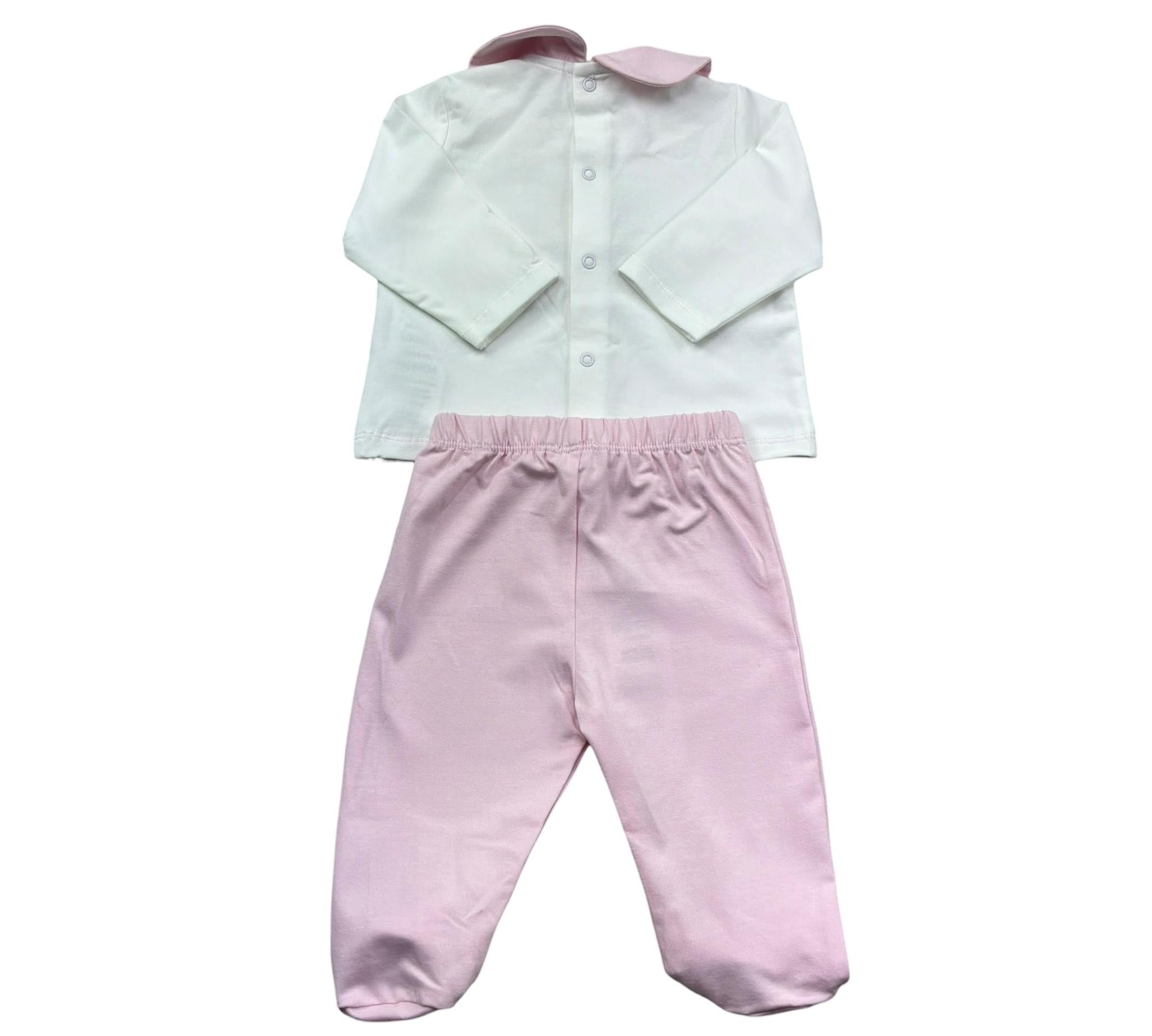 Le Bebe Completo 2 Pezzi Shirt-Ghettina Bicolore per Neonata LBG6260 BIANCO/ROSA LE BEBE 
