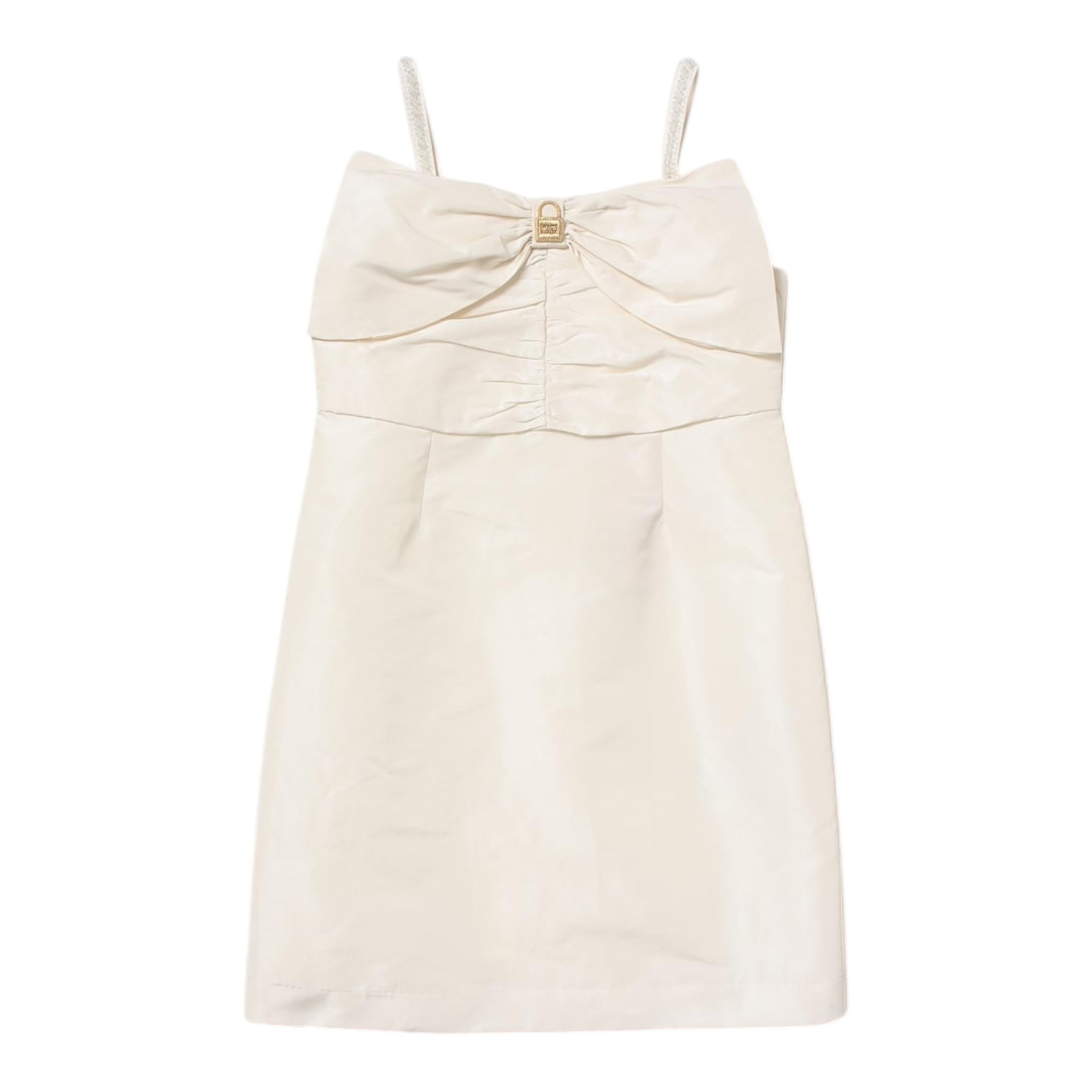 Elisabetta Franchi Abito Bretelline Tinta Unita con Ricamo per Bambina EFAB416 PANNA ELISABETTA FRANCHI 