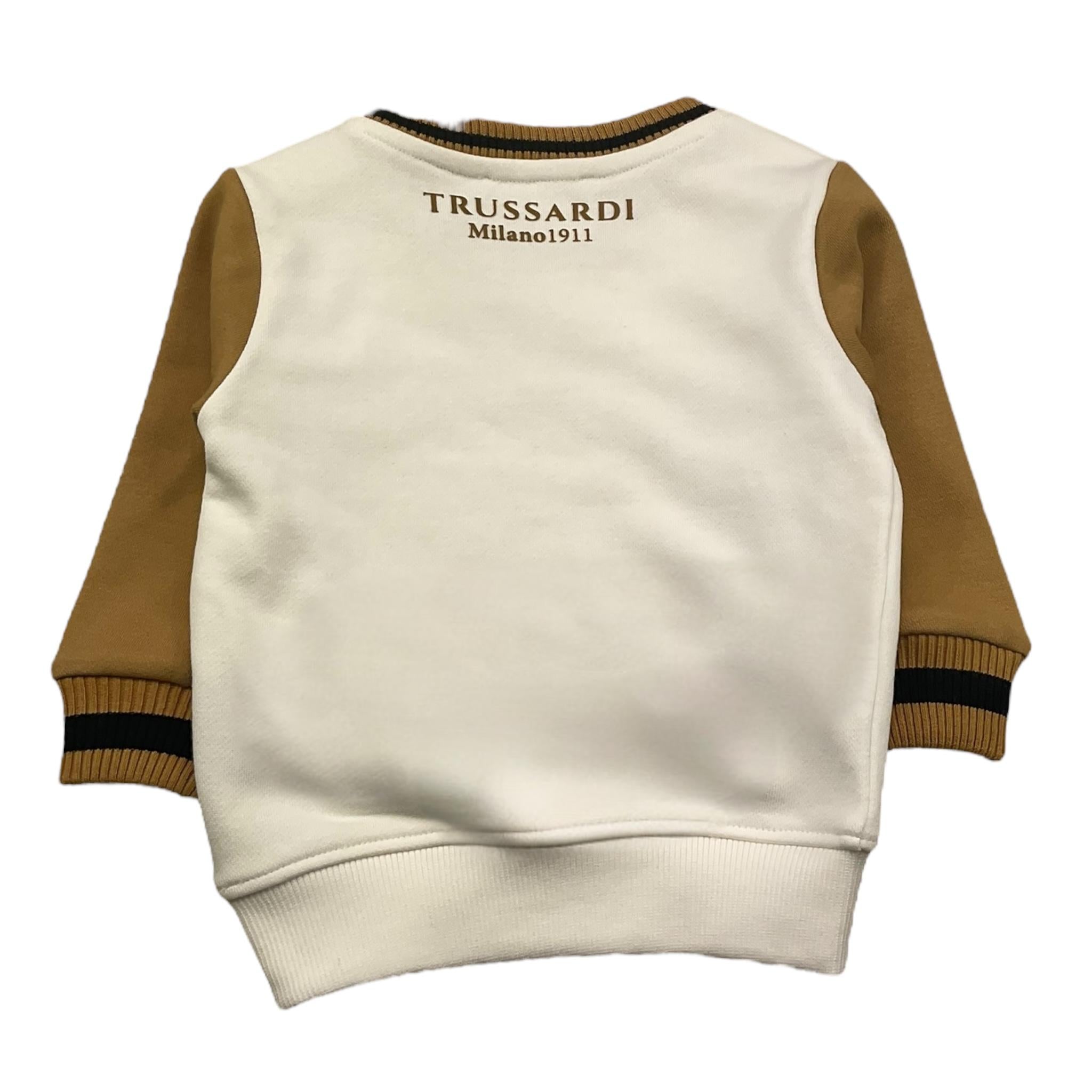 TRUSSARDI felpa chiusa girocollo tinta unita con maniche in cntrasto Panna per Neonato TIA25081FE PANNA TRUSSARDI 