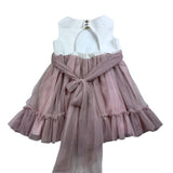 Tete'&amp;Martina Zweifarbiges Kleid mit Armlöchern mit weiß/rosa Tüll für Mädchen