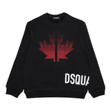 DSQUARED2 felpa chiusa girocollo tinta unita con stampa in contrasto Nero per Bambino DQ2538X NERO DSQUARED2 