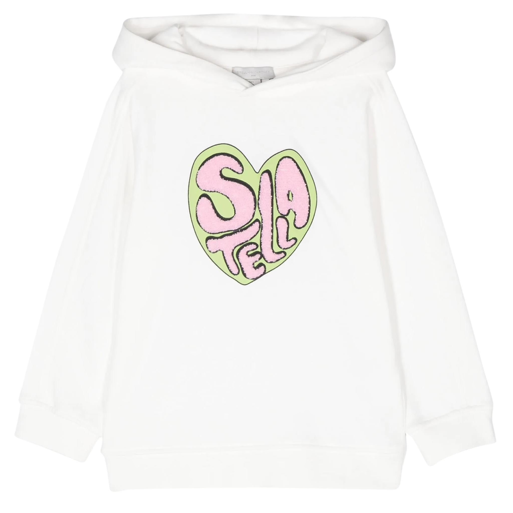 STELLA McCARTNEY felpa chiusa con cappuccio tinta unita con stampa Bianco per Bambina TV4B00J BIANCO STELLA McCARTNEY 