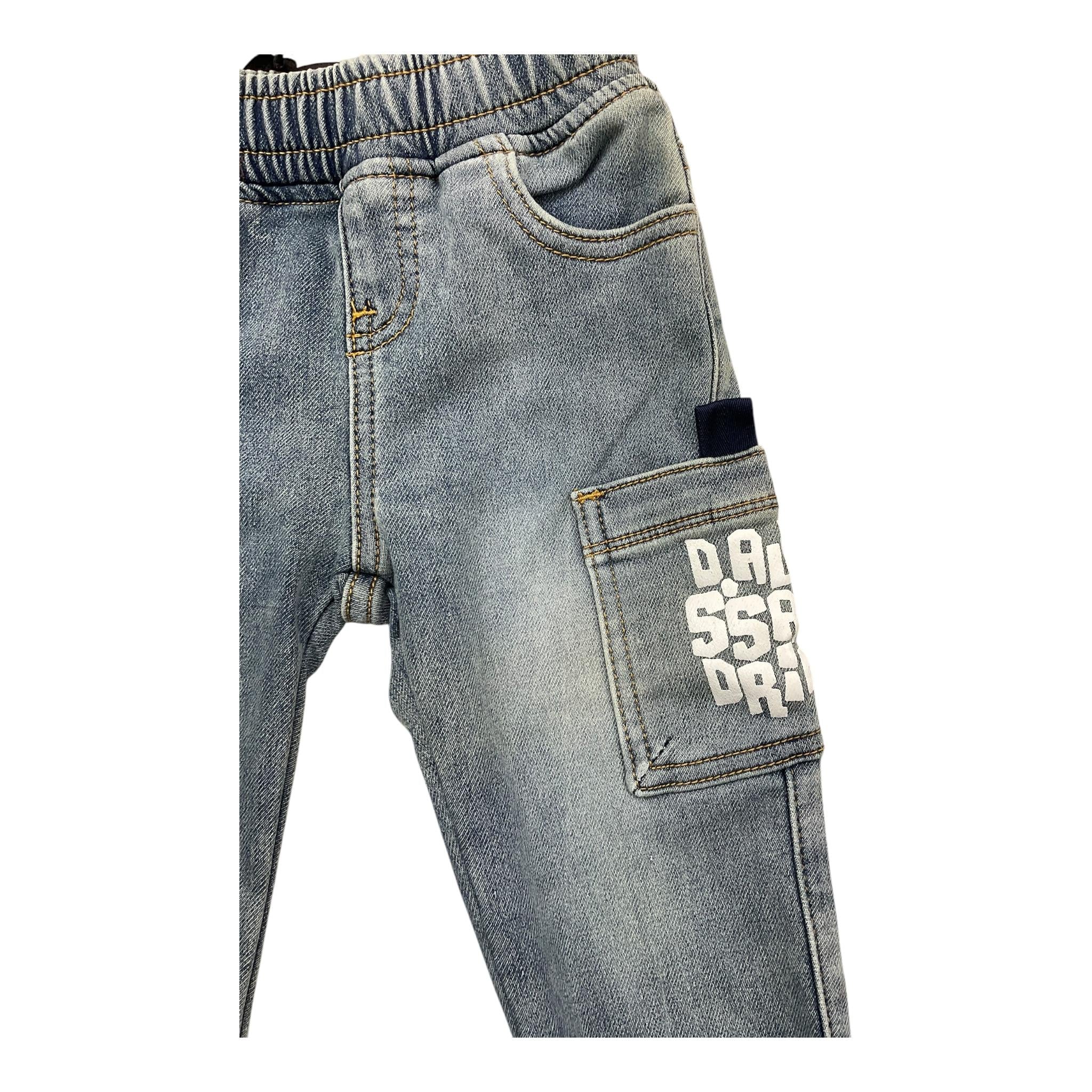 DANIELE ALESSANDRINI jeans tinta unita con elastico in vita Azzurro per Neonato 91PD0007 AZZURRO DANIELE ALESSANDRINI 