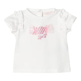 Liu Jo Einfarbiges T-Shirt mit Rundhalsausschnitt und kontrastierendem Print in Weiß für Baby-Mädchen