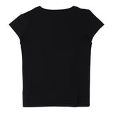 Balmain – Schwarzes, einfarbiges T-Shirt mit Rundhalsausschnitt und Logo für Mädchen