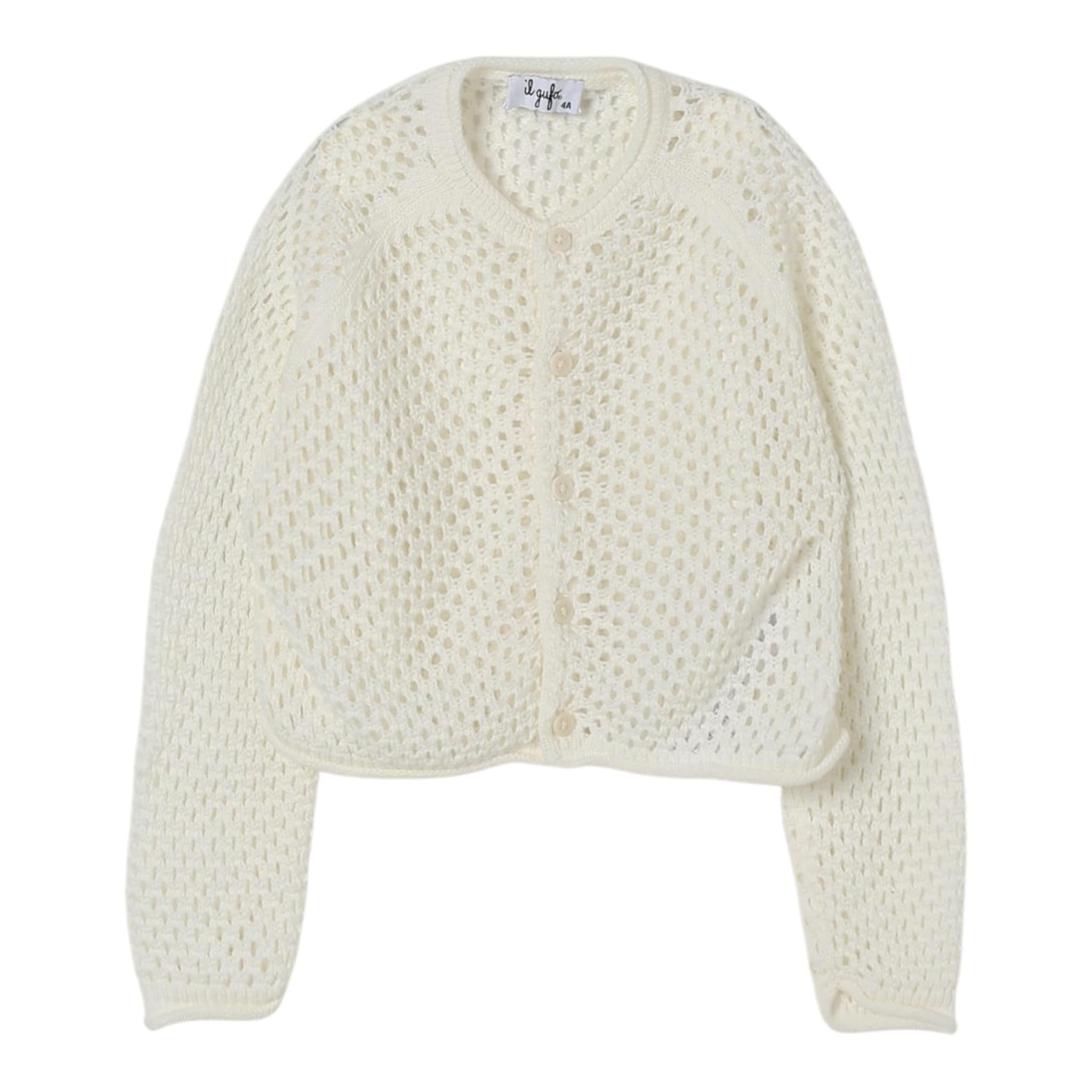 Il Gufo Cardigan Tinta Unita Traforato per Bambina P25GF440EM109J PANNA IL GUFO 