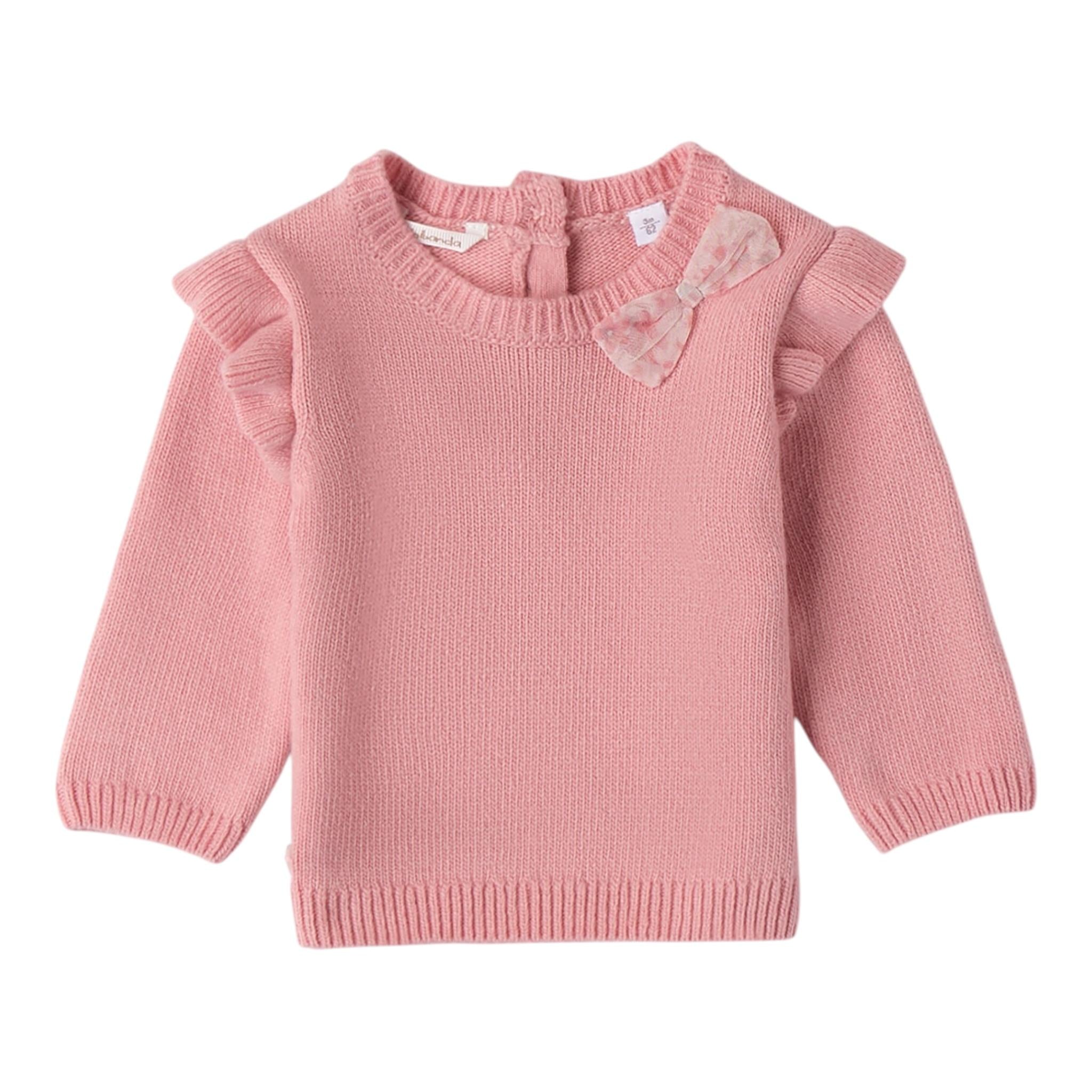 MINI BANDA maglia girocollo tinta unita con fiocco Rosa per Neonata 3A744 ROSA MINI BANDA 