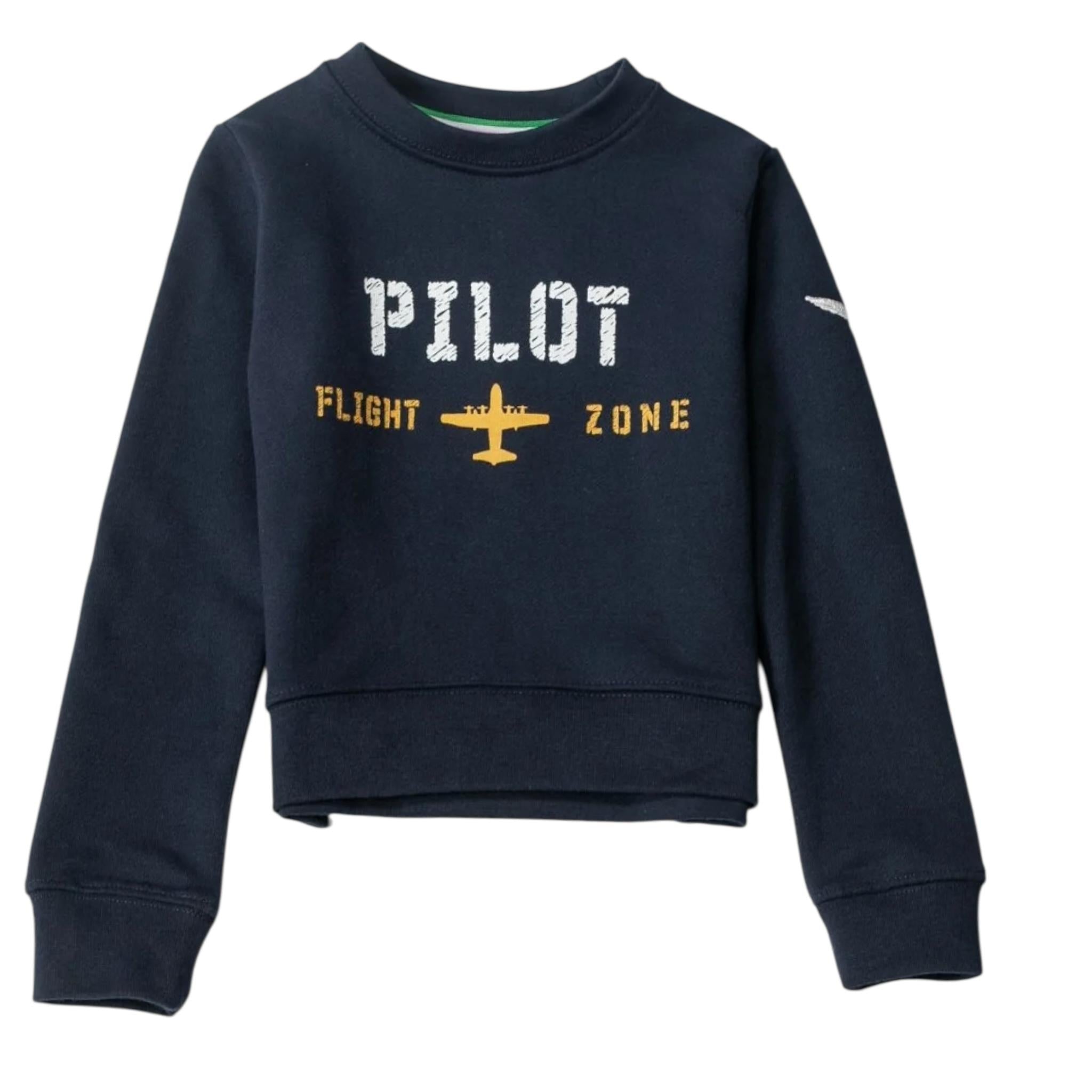 AERONAUTICA MILITARE felpa tinta unita girocollo con stampa Blu per Bambino 242FE0002AJRF758J BLU AERONAUTICA MILITARE 