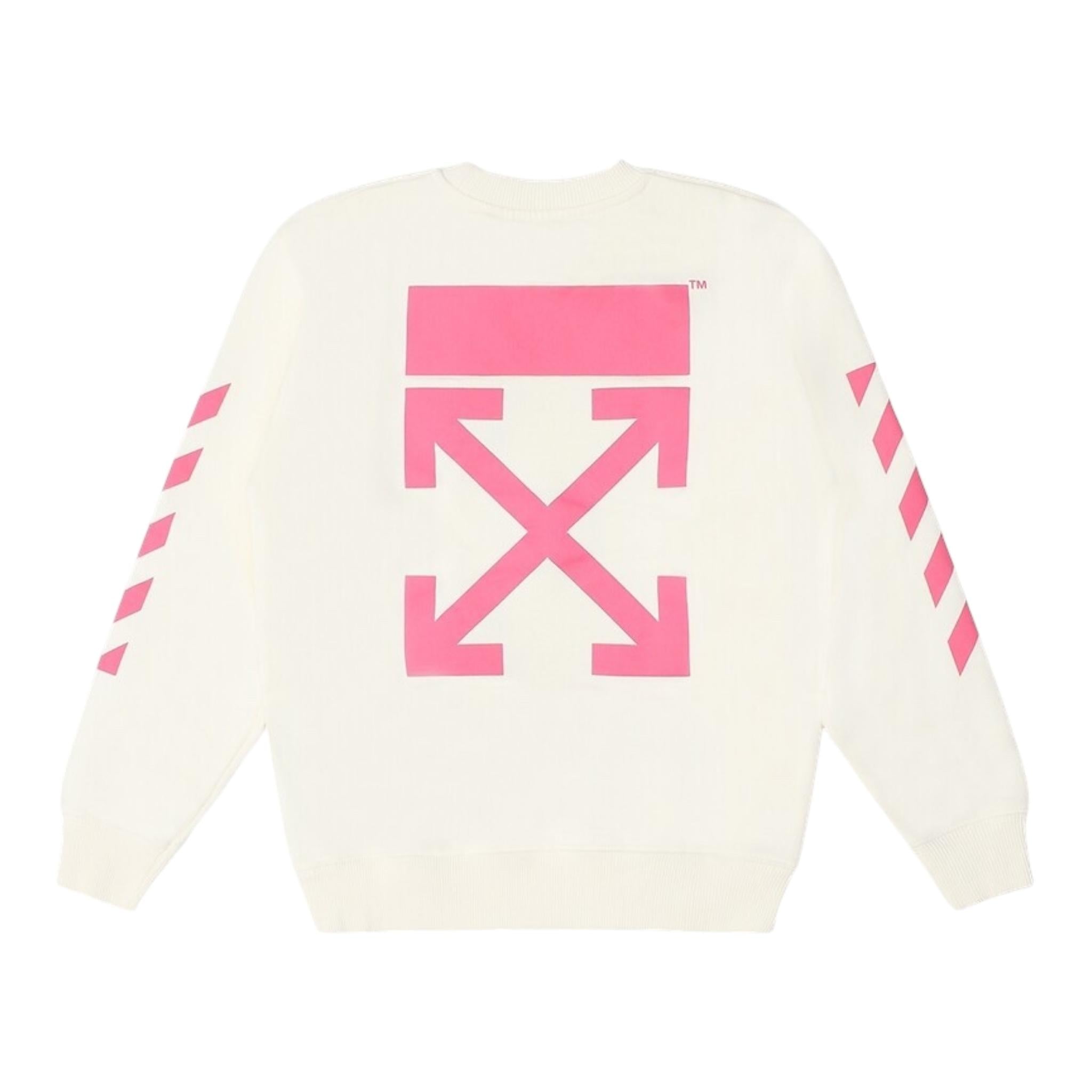 OFF-WHITE felpa chiusa girocollo tinta unita con stampe in contrasto Panna per Bambina GBA001F23 PANNA OFF-WHITE 