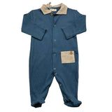 Wedoble Baby-Strampler, einfarbig, langärmlig, mit kontrastierendem Kragen, Blau