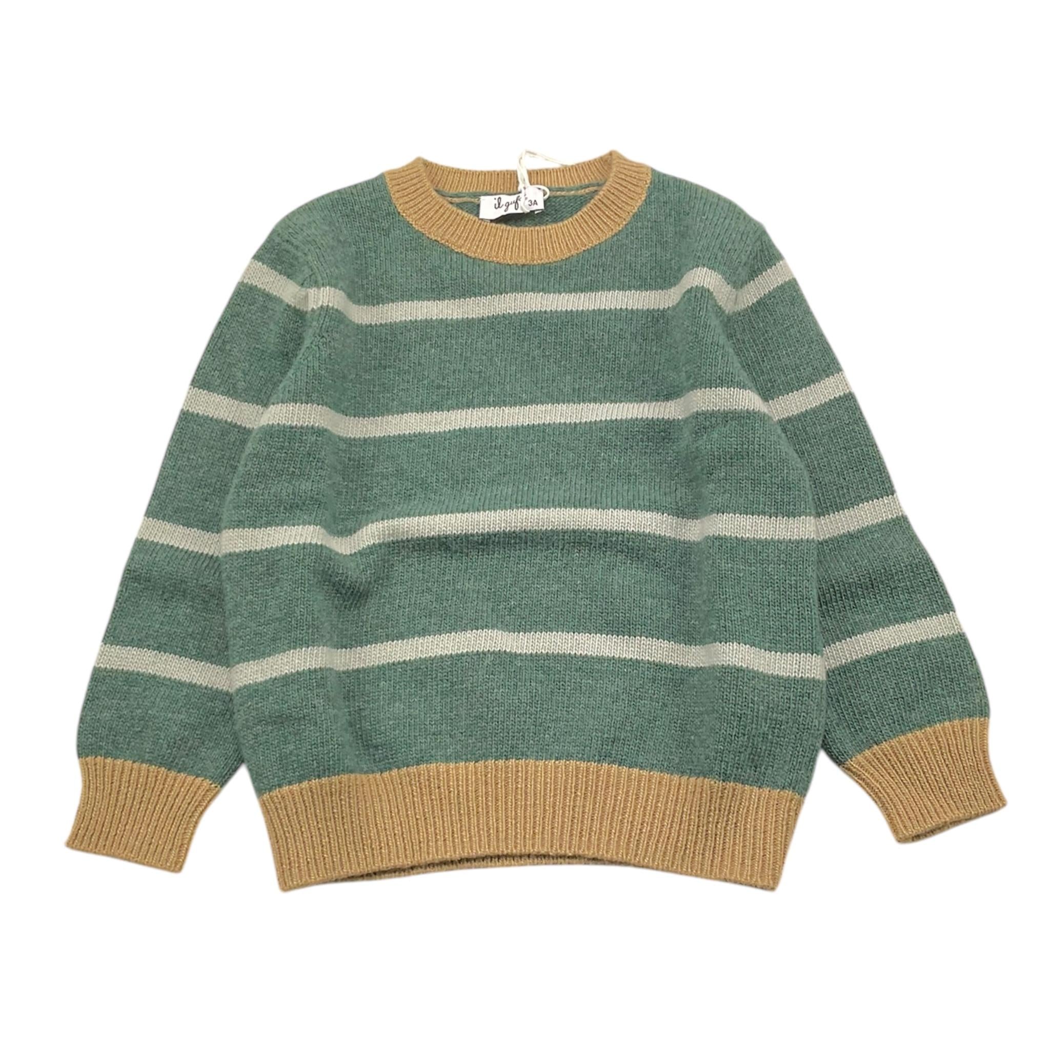 IL GUFO maglia tinta unita con fantasia a righe Verde per Bambino A24MA459EM220 VERDE IL GUFO 