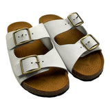 Gallucci Einfarbiger Slipper mit Schnalle und kontrastierender Sohle Weiß für Kinder