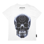 PHILIPPE PLEIN t-shirt girocollo tinta unita con stampa logo Bianco per Bambino BTK1269 BIANCO PHILIPPE PLEIN 