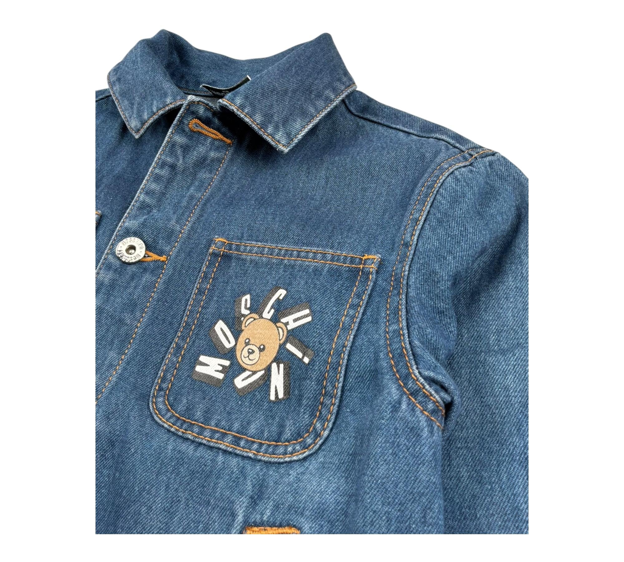 Moschino giubbino Manica Lunga In Denim Tinta Unita per Bambino HUS05L BLU MOSCHINO 