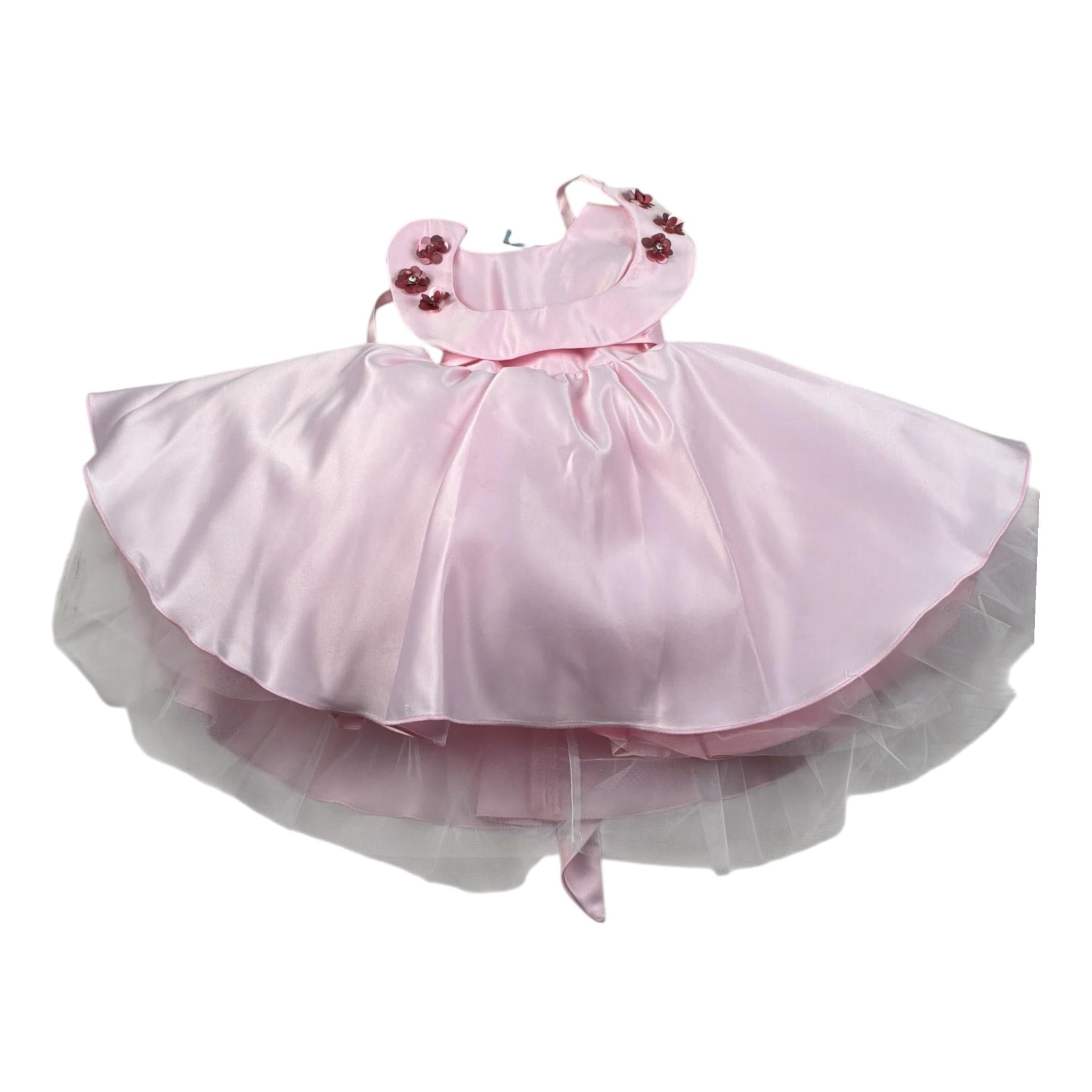 A' La Page Abito Giromanica Tinta Unita con Colletto E Applicazioni per Bambina BETULLA ROSA A' LA PAGE 