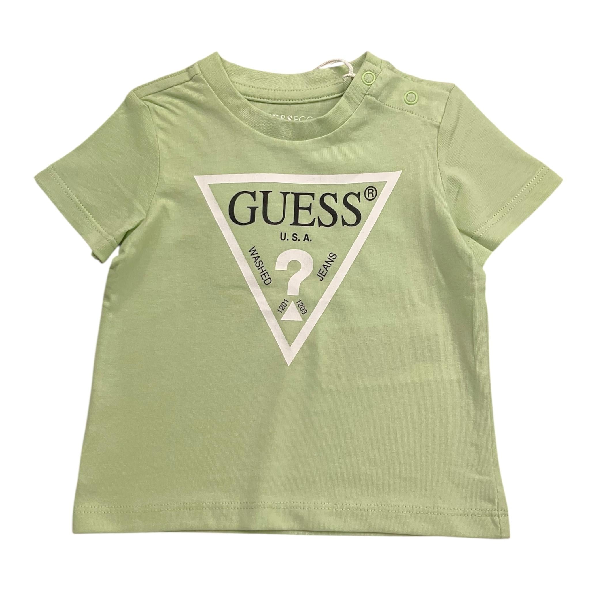 Guess T-Shirt Tinta Unita con Stampa per Neonato N73I55K8HM0 VERDE GUESS 