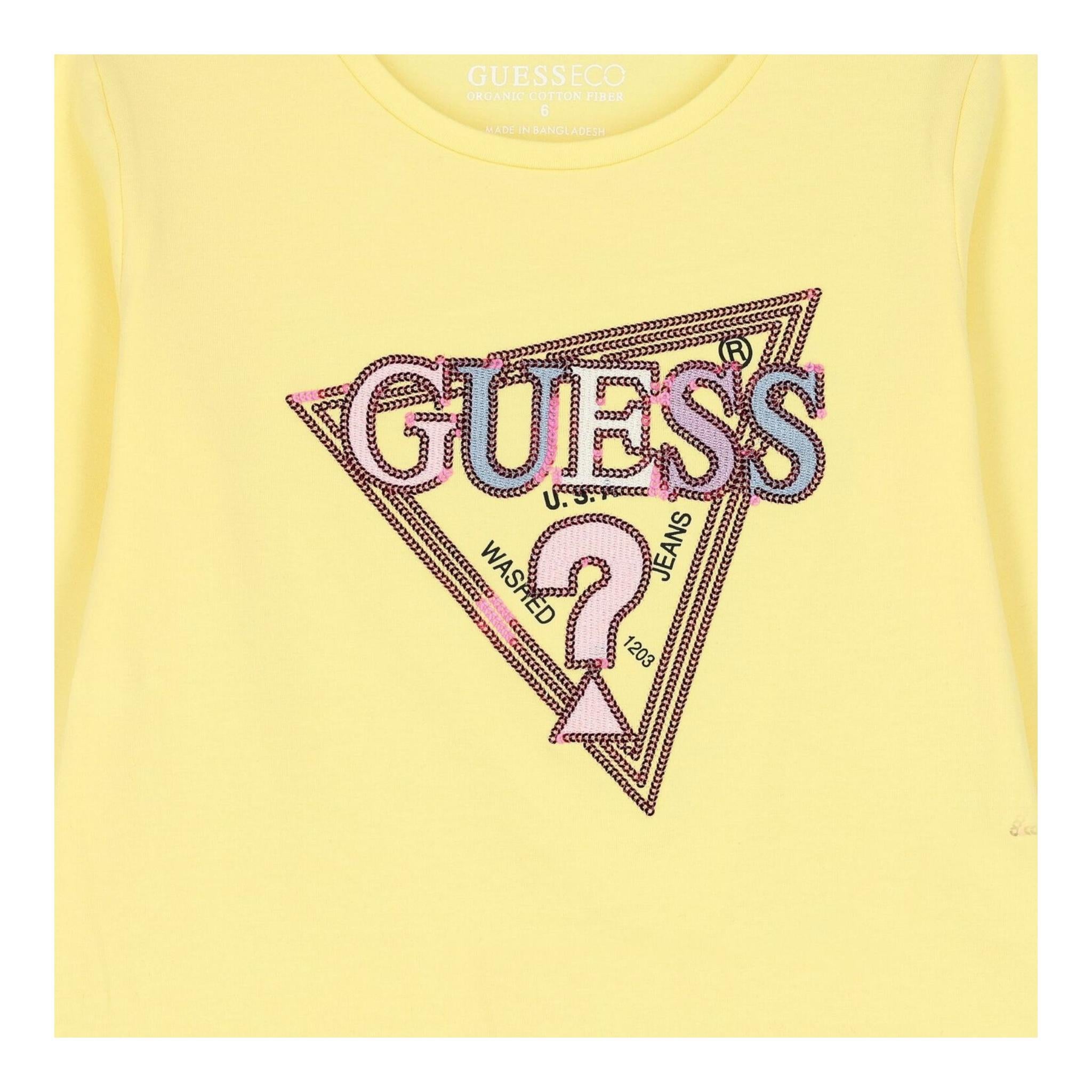 GUESS shirt girocollo tinta unita con stampa Giallo per Neonata K4YI11K6YW4 GIALLO GUESS 