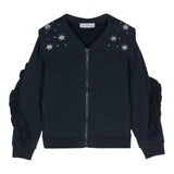 MONNALISA felpa tinta unita con zip e applicazioni Blu per Bambina 19D804 BLU MONNALISA 