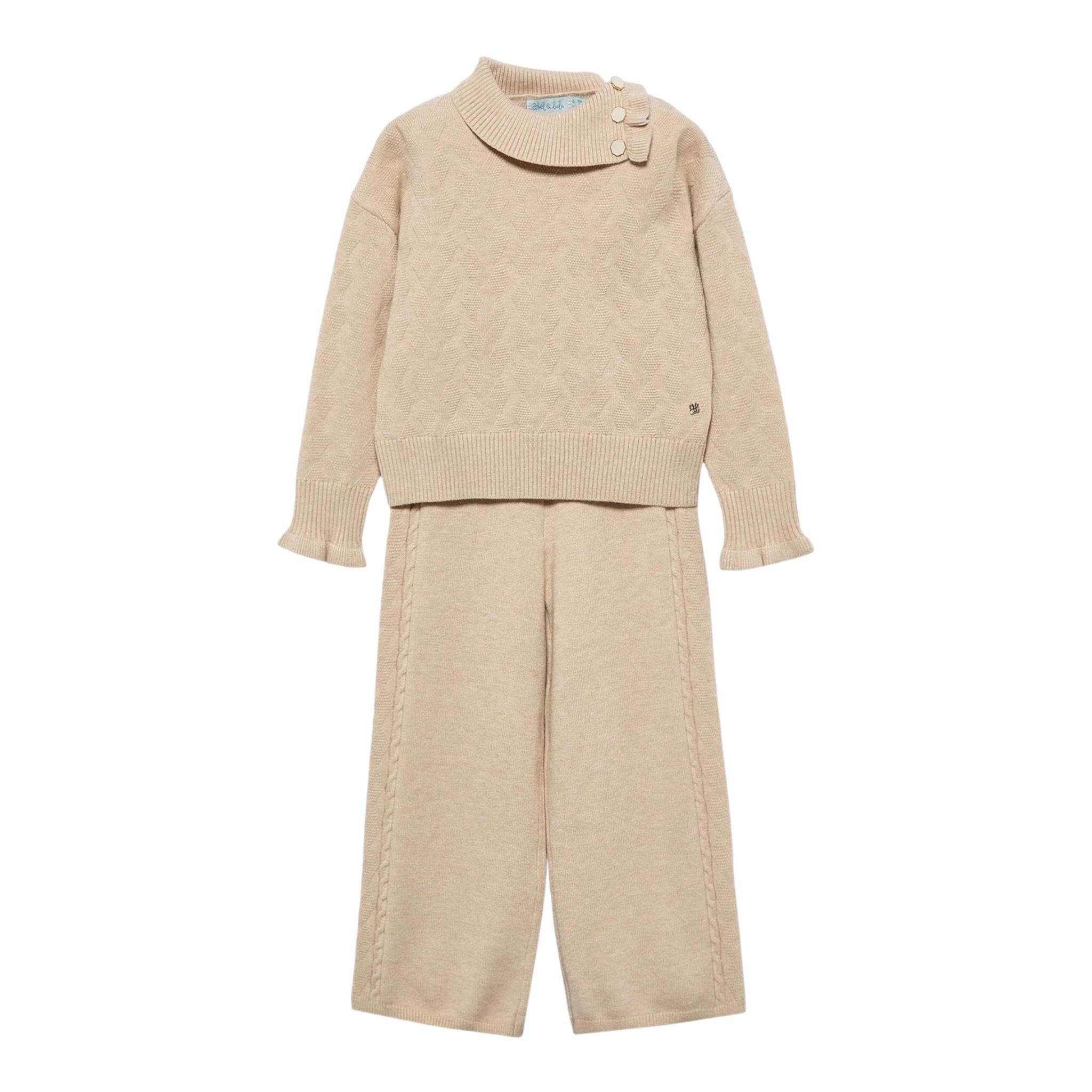 ABEL & LULA completo 2 pezzi maglia-pantalone tinta unita Beige per Bambino 5721 BEIGE ABEL & LULA 