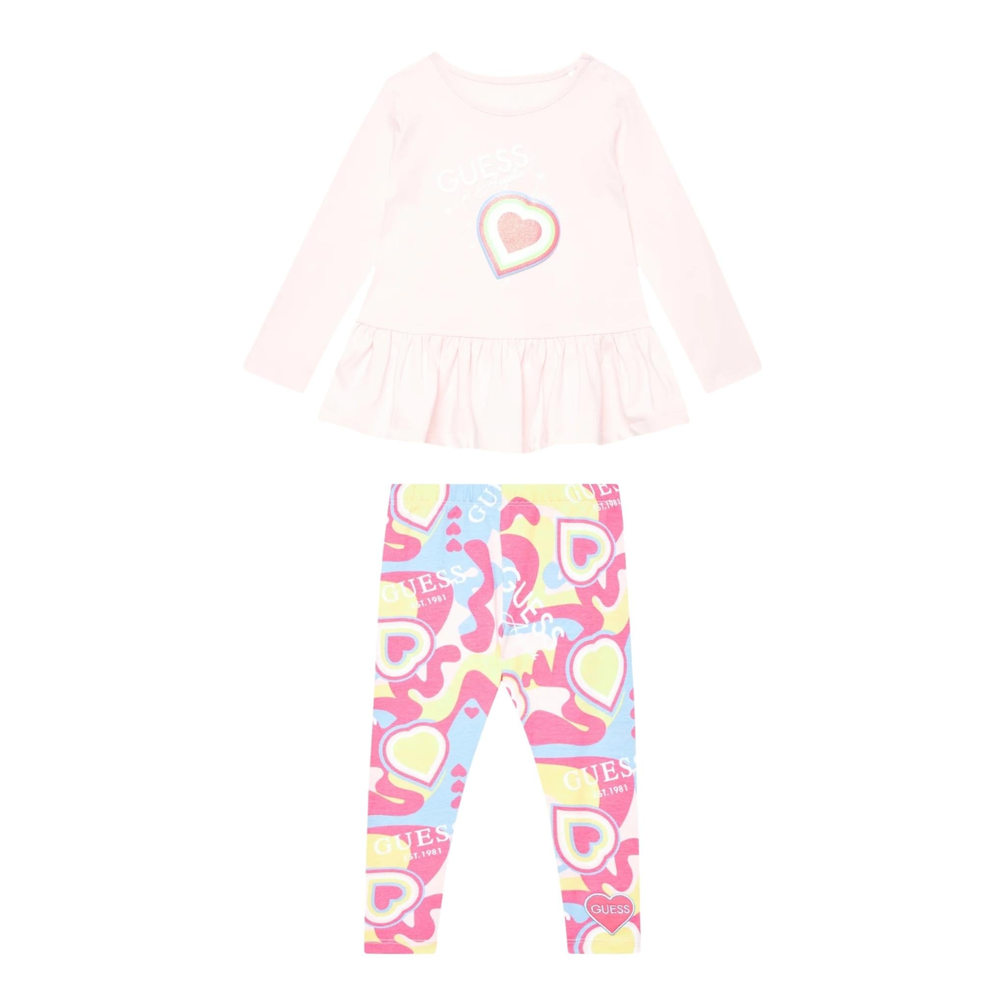 GUESS completo 2 pezzi shirt-leggins Rosa per Neonata A4YG05K6YW3 ROSA GUESS 