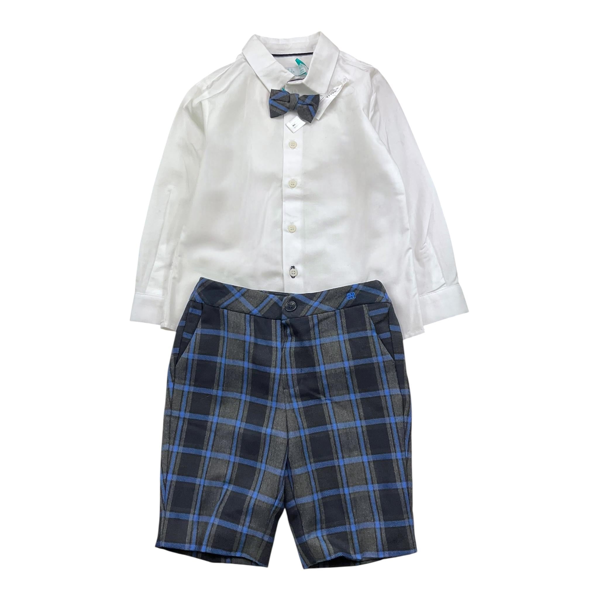 ABEL & LULA completo 3pz papillons-camicia-bermuda bicolore Bianco per Bambino 5756 BIANCO ABEL & LULA 