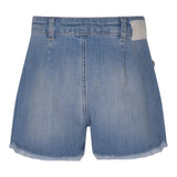 Odi Et Amo – Einfarbige Jeansshorts mit hellblauen Applikationen für Mädchen