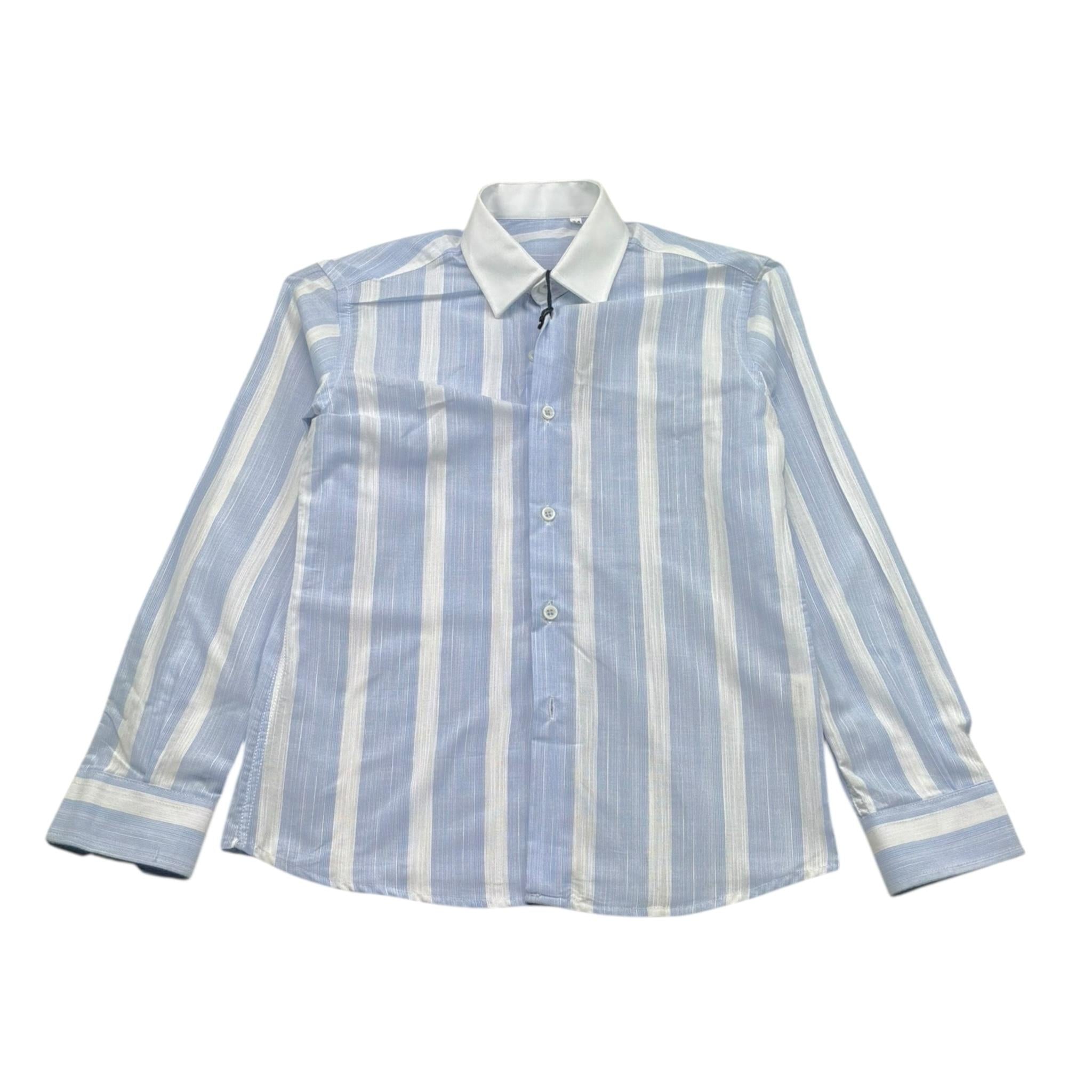 Mai'S Kids Camicia Tinta Unita con Fantasia A Righe per Bambino CAMICIAC BIANCO/AZZURRO MAI'S KIDS 