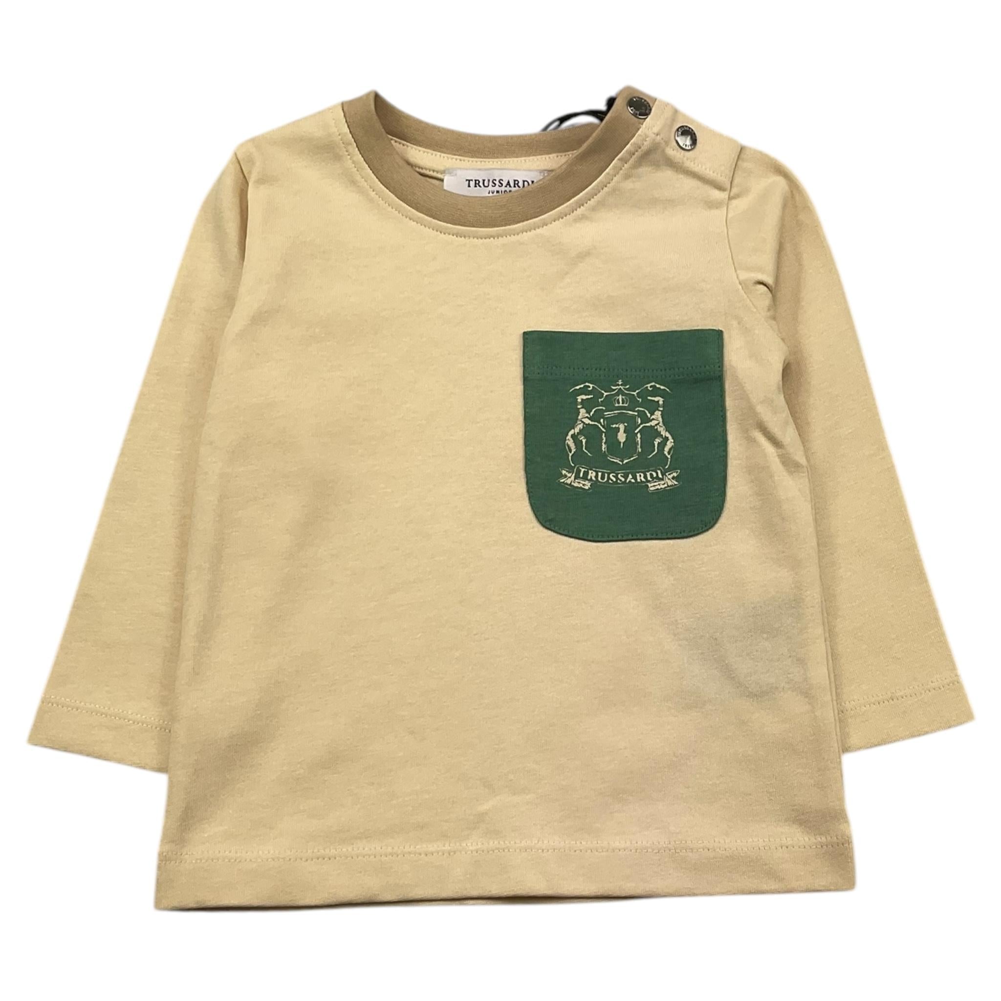 TRUSSARDI shirt girocollo tinta unita con taschino in contrasto Panna per Neonato TIA25141TS PANNA TRUSSARDI 