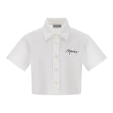 Moschino Camicia Mezza Manica Tinta Unita con Stampa per Bambina HDC024 BIANCO MOSCHINO 