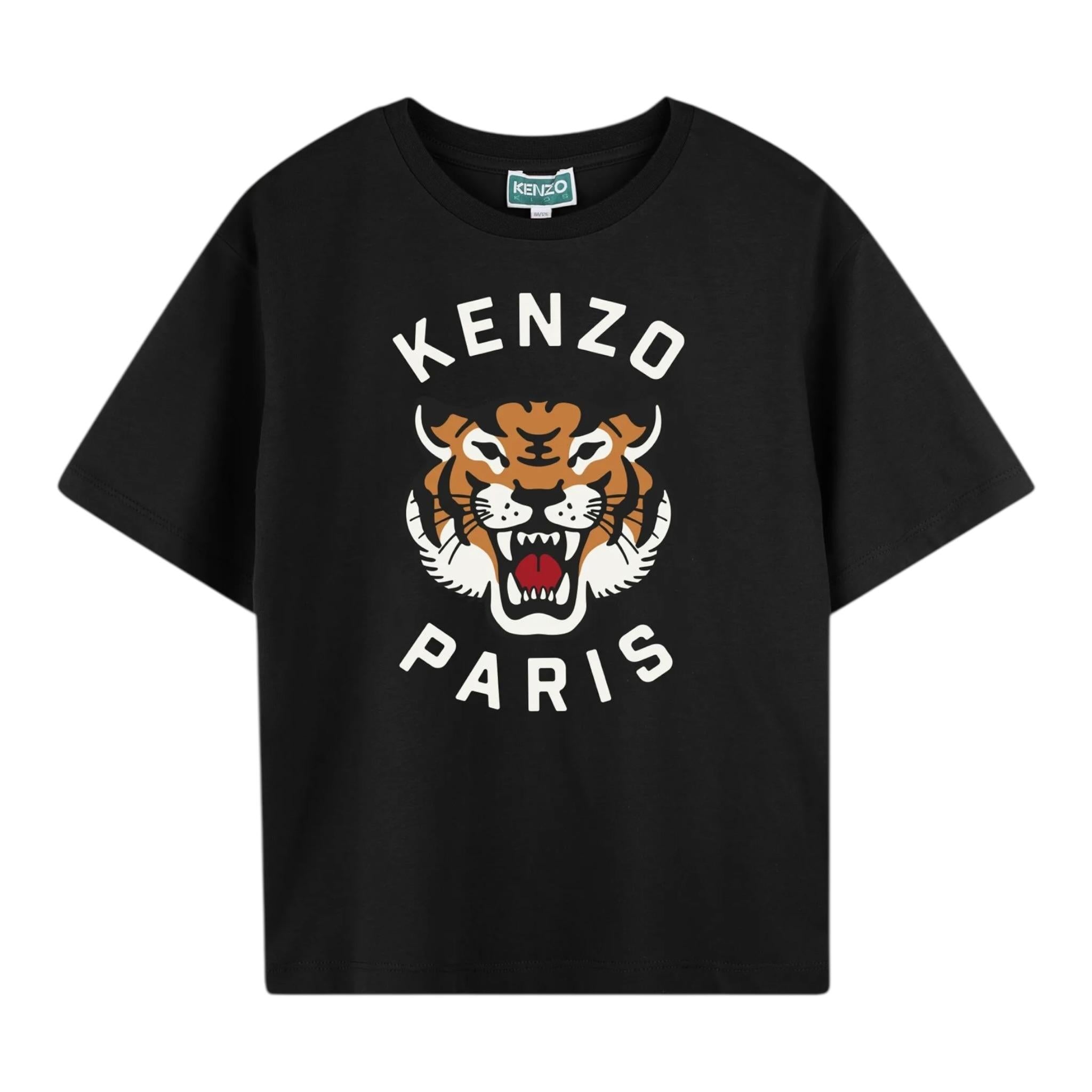 Kenzo T-Shirt Girocollo Tinta Unita con Stampe per Neonata K61137NX NERO KENZO 