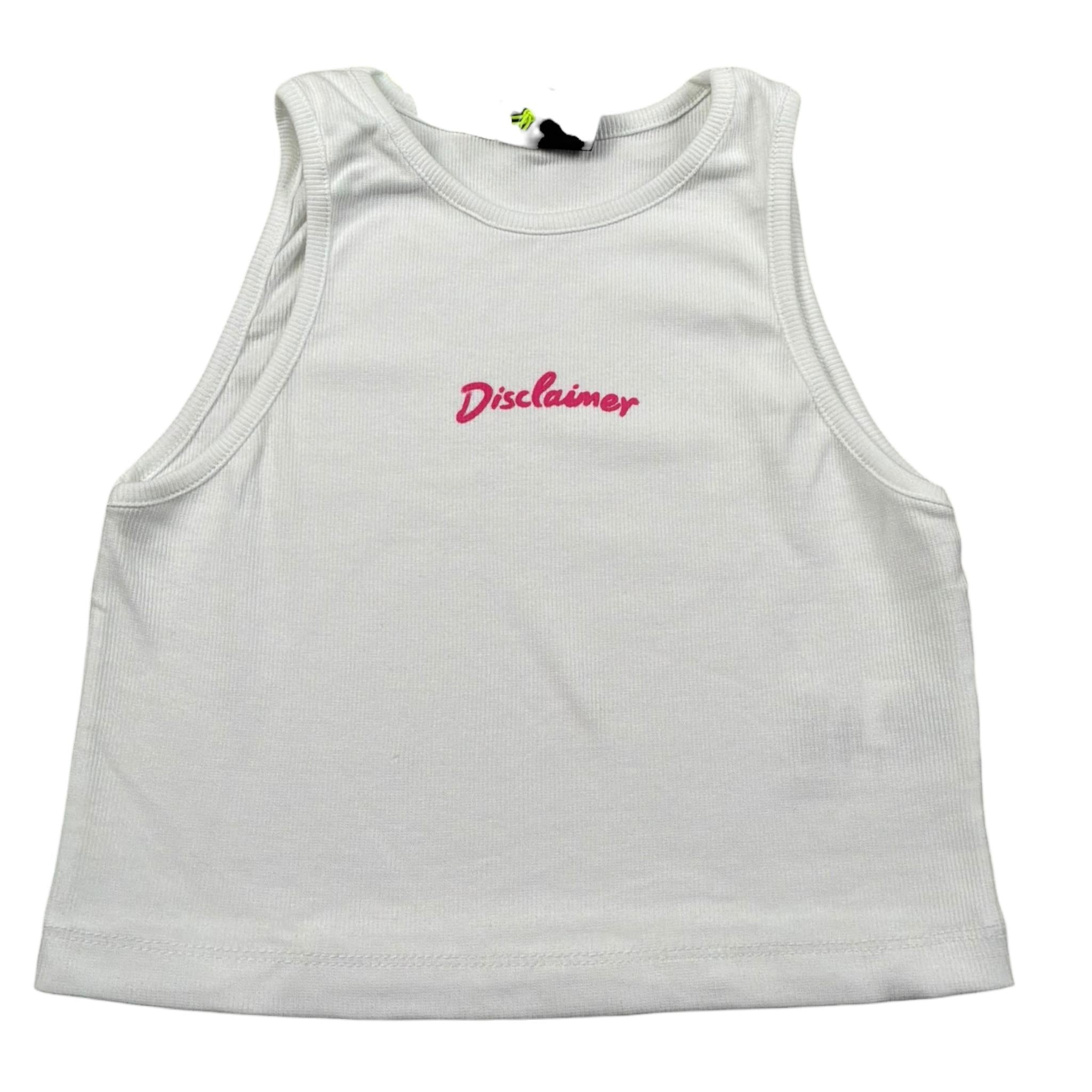 Disclaimer Top Giromanica Tinta Unita con Logo per Bambina 25EDK58502 BIANCO DISCLAIMER 