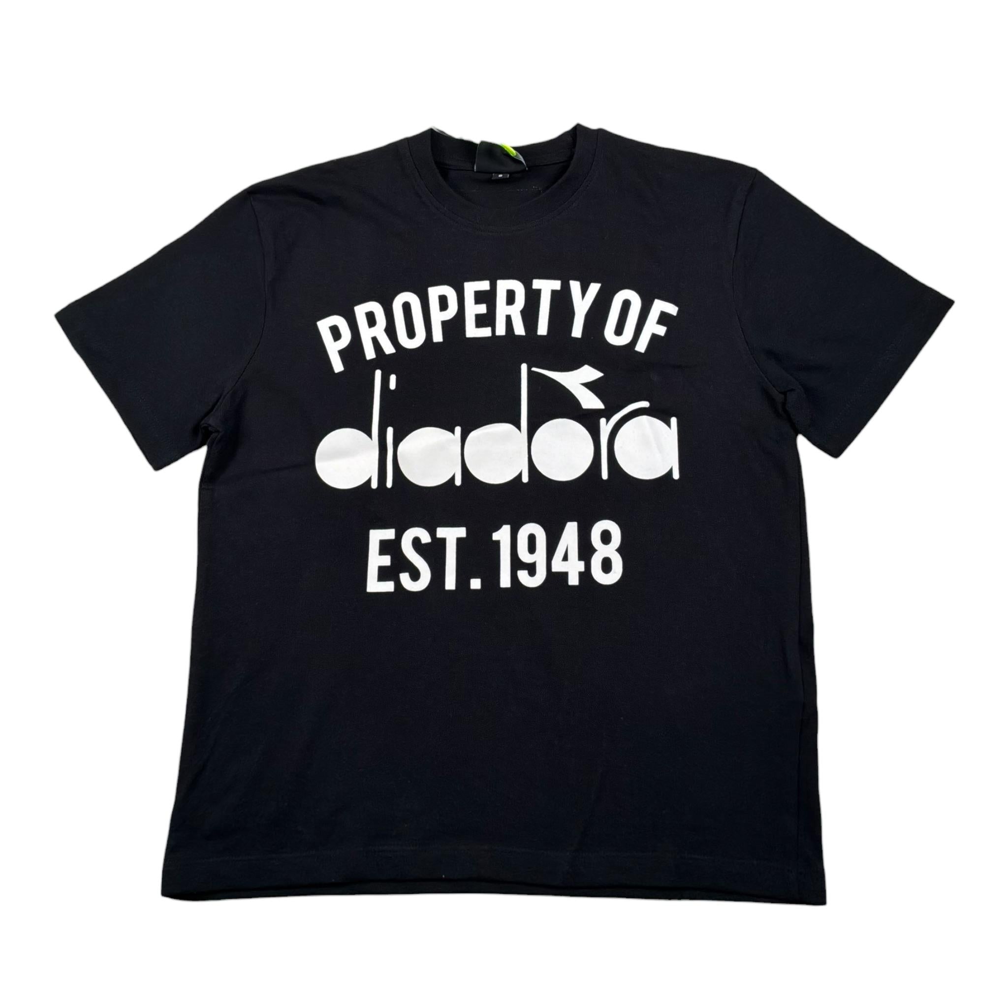 Diadora T-Shirt Girocollo Tinta Unita con Stampa per Bambino F4DIJBTH015 NERO DIADORA 