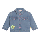 Billieblush – Einfarbige Jeansjacke für Babys mit hellblauem Aufdruck
