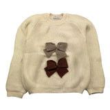 LE COCONNE maglia girocollo tinta unita con fiocchi Panna per Bambina LCN2326 PANNA LE COCONNE 