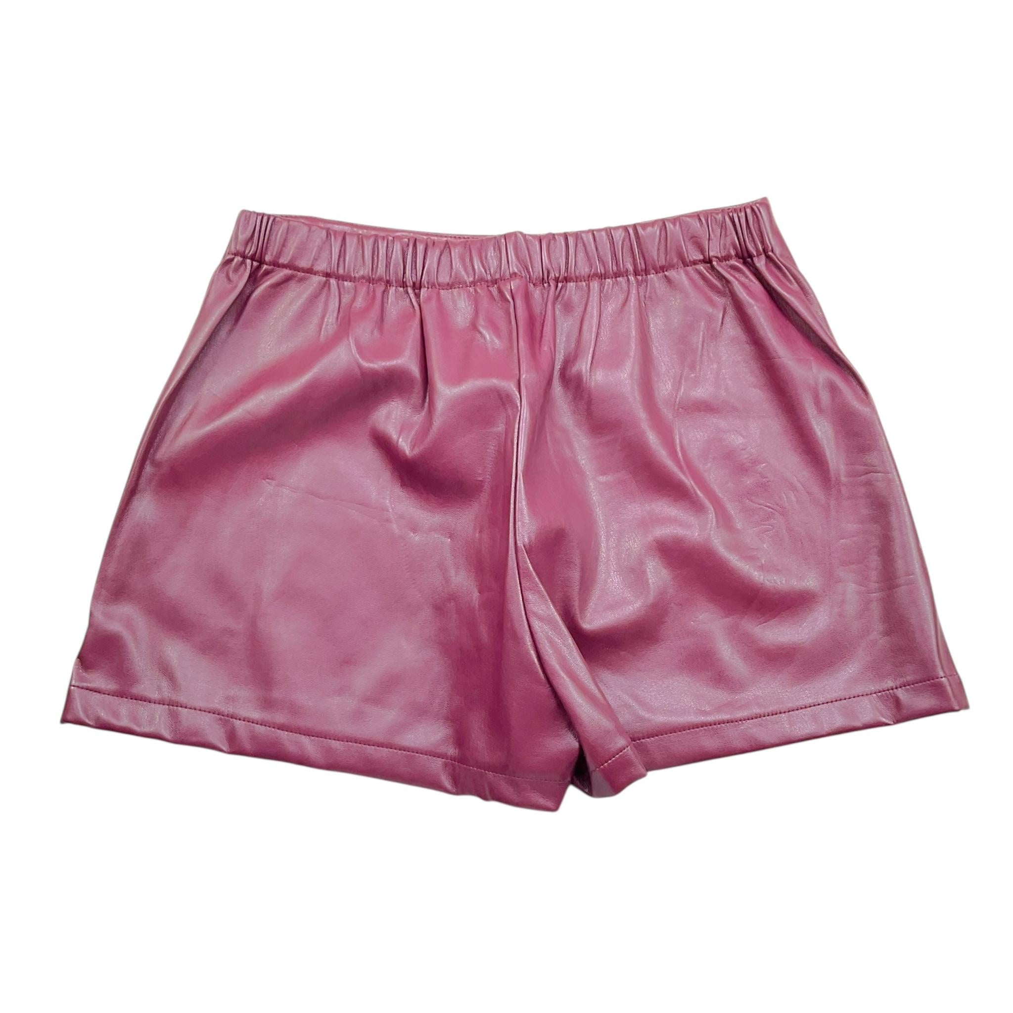 DIXIE short in ecopelle tinta unita con elastico in vita Bordeaux per Bambina RE01200G67 BORDEAUX DIXIE 
