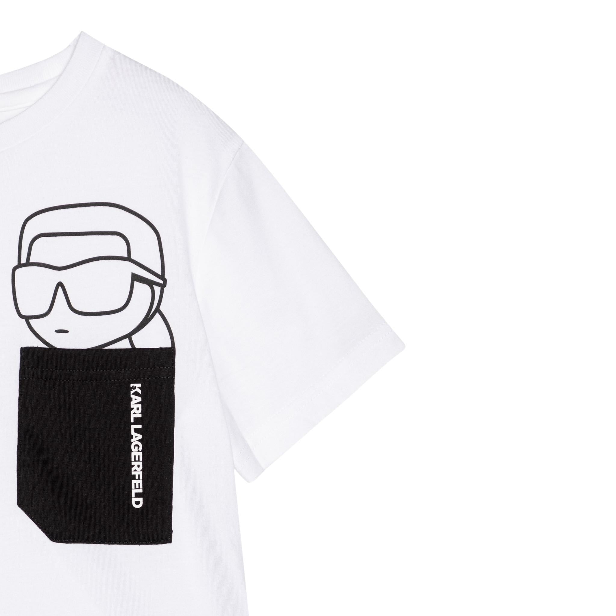 Karl Lagerfeld T-Shirt Girocollo tinta unita con Taschino Bianco per Bambino Z30423X BIANCO KARL LAGERFELD 