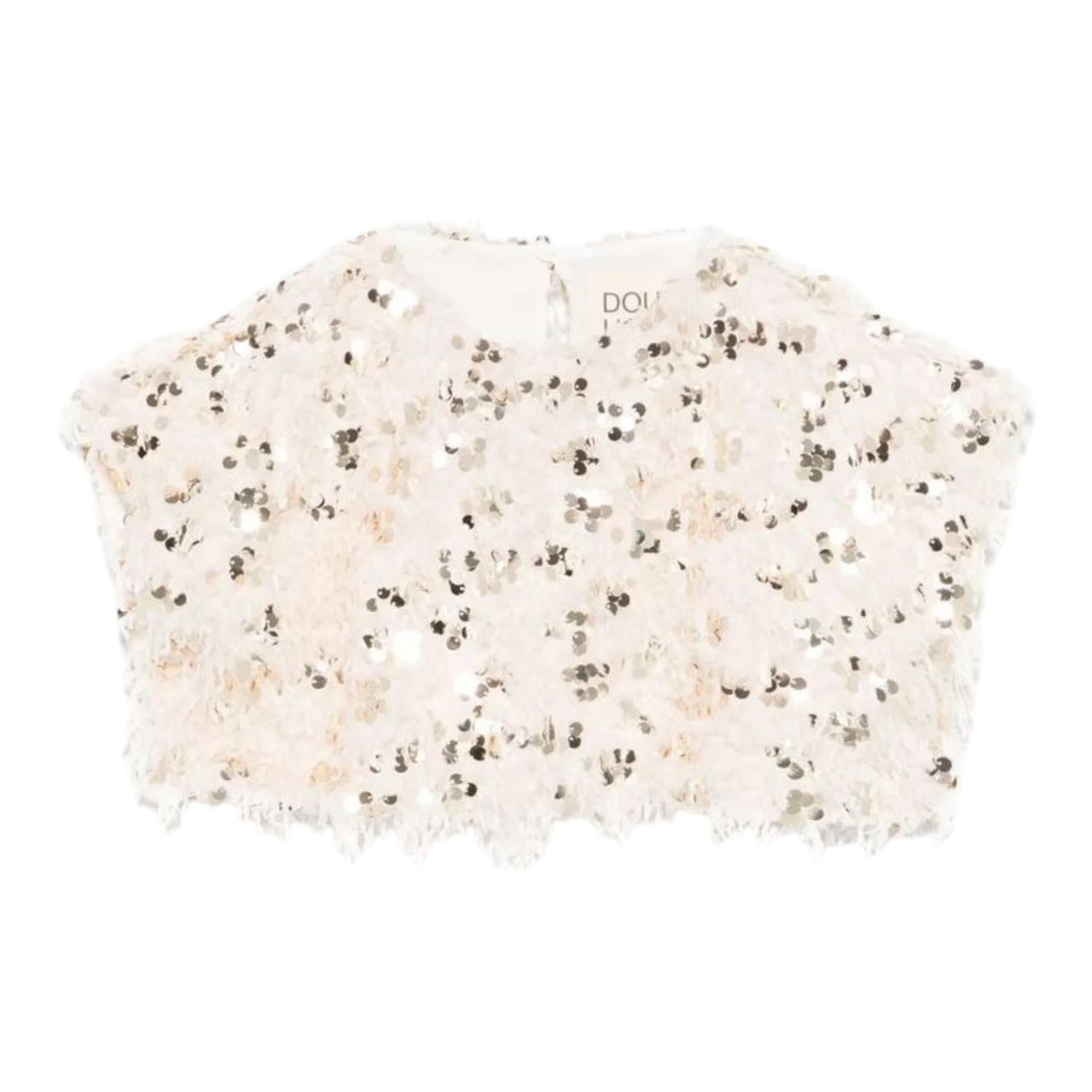 Dou Dou top Tinta Unita con Paillettes E Piume per Bambina DW5A51X BEIGE DOU DOU 