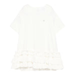 Dou Dou Abito Tinta Unita Mezza Manica con Balze per Bambina DW1A61X BIANCO DOU DOU 