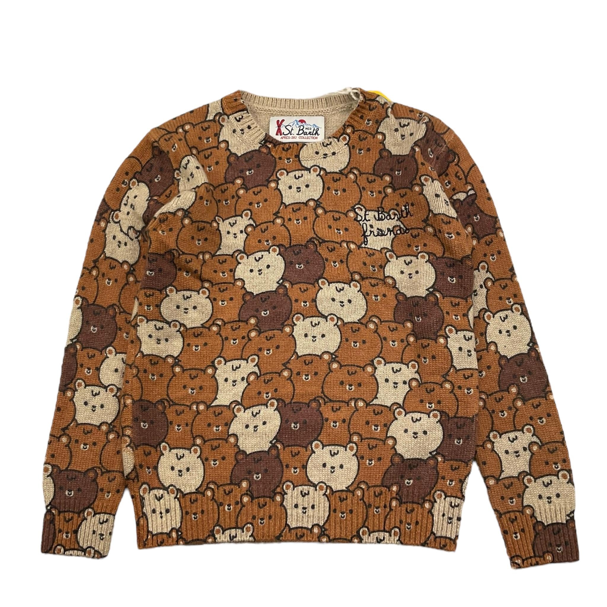 SAINT BARTH maglia tinta unita girocollo con stampa Beige per Bambino BABYBEARS BEIGE SAINT BARTH 