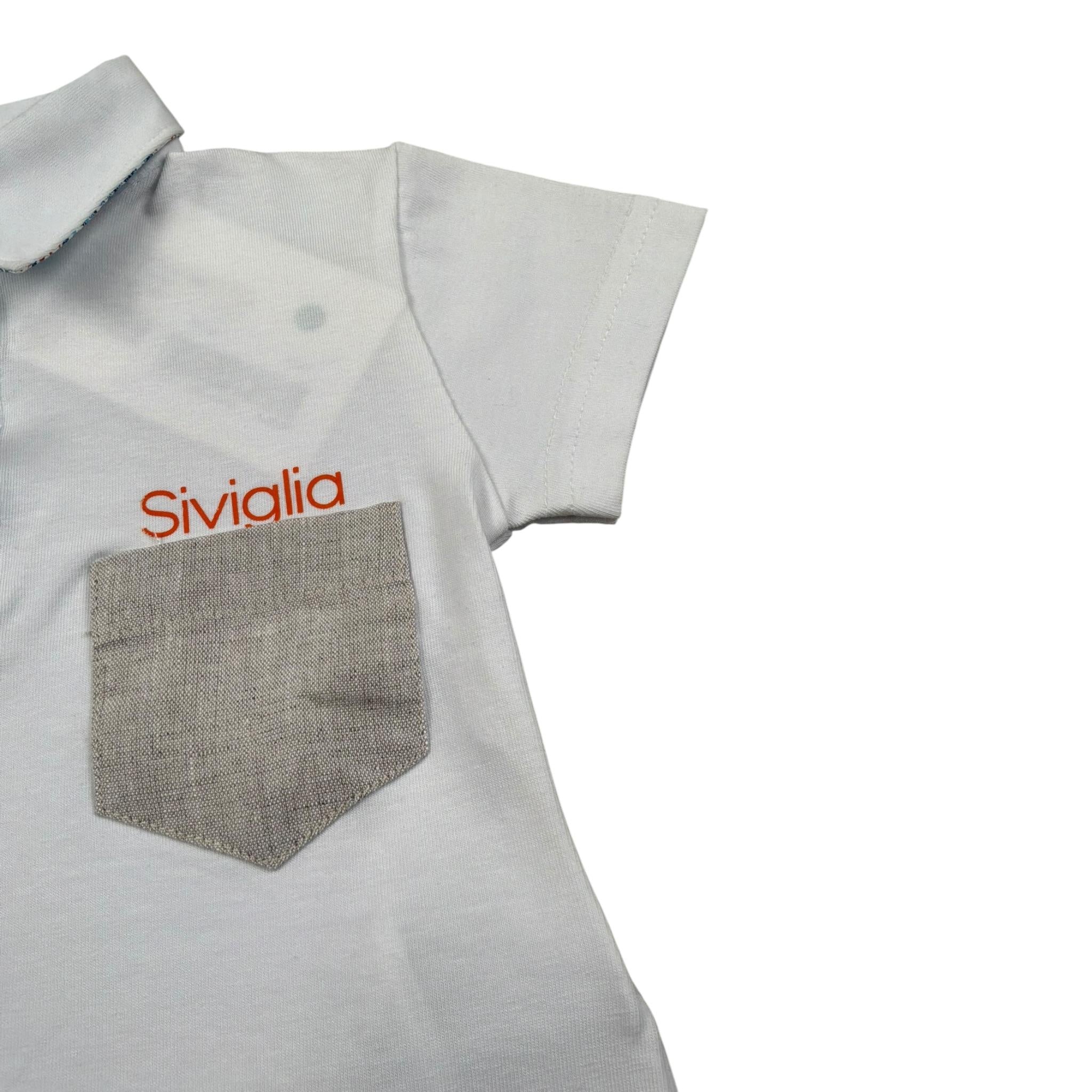 Siviglia Polo Mezza Manica Tinta Unita con Taschino per Bambino SVNTS17280J BIANCO SIVIGLIA 