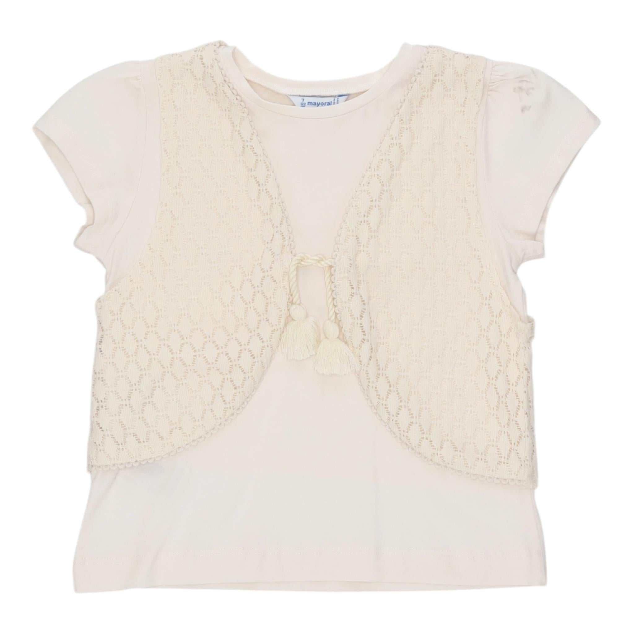 Mayoral T-Shir Tinta Unita con Gilet per Bambina 3007 PANNA MAYORAL 