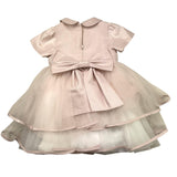Carlo Pignatelli Zeremonielles Kleid, einfarbig, halbe Ärmel, mit rosa Tüll für Neugeborene